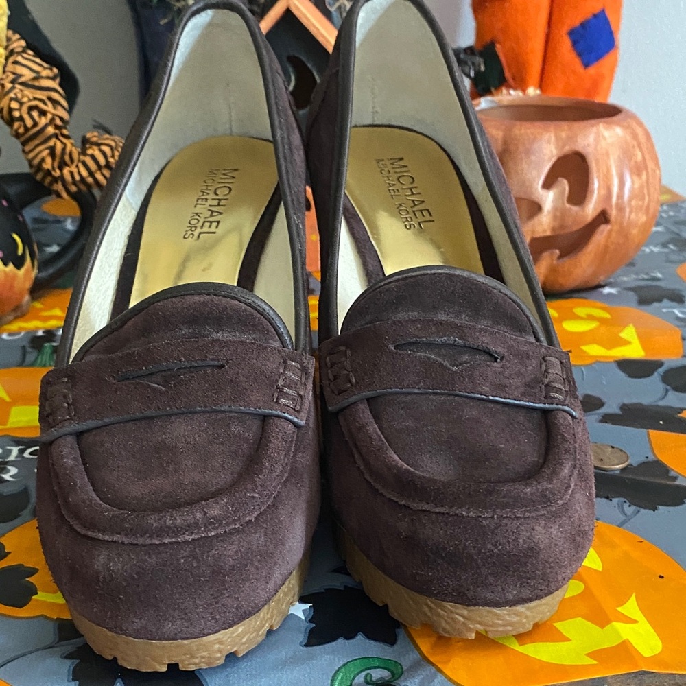 Michael Kors Dark Brown Suede Loafers